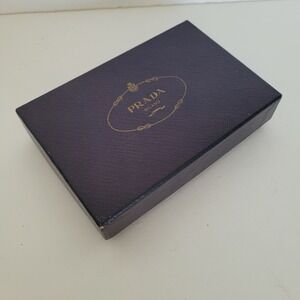 Prada Milano Luxury Storage Box Navy Blue Saffiano Small Wallet Jewelry Gift Box